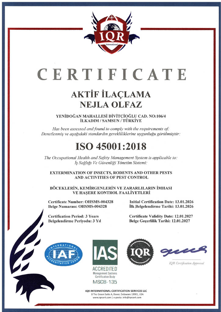 ISO 45001:2018 İş Sağlığı ve Güvenliği Sertifikası